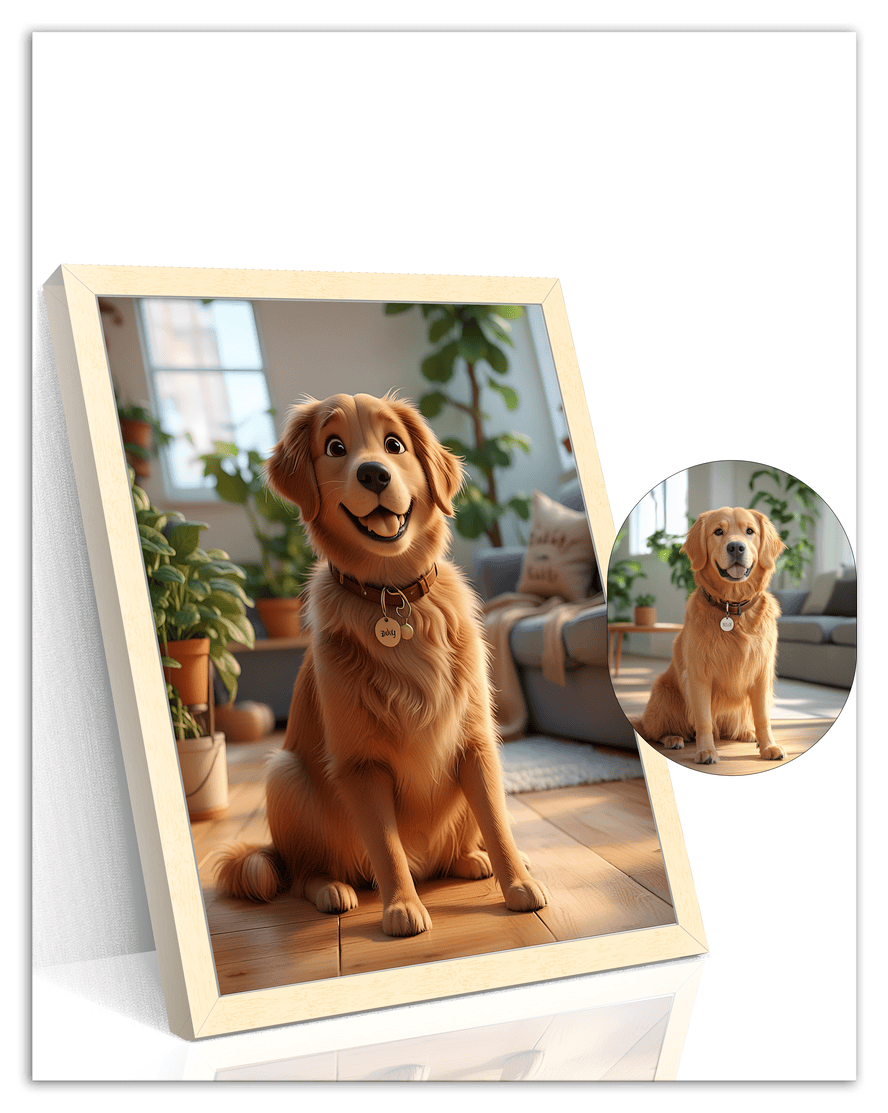 Custom Cartoon Style Poster Prints - Turn Your Photos into Personalized Wall Art for Family, Pet, Wedding Pictures, Unique Poster Gifts for Birthday, Dog Lovers, Keepsake Home Decor, Special Photo Art - Front View
