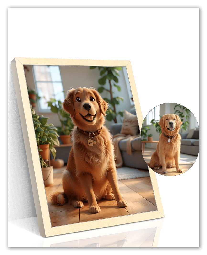 Custom Cartoon Style Poster Prints - Turn Your Photos into Personalized Wall Art for Family, Pet, Wedding Pictures, Unique Poster Gifts for Birthday, Dog Lovers, Keepsake Home Decor, Special Photo Art - Front View