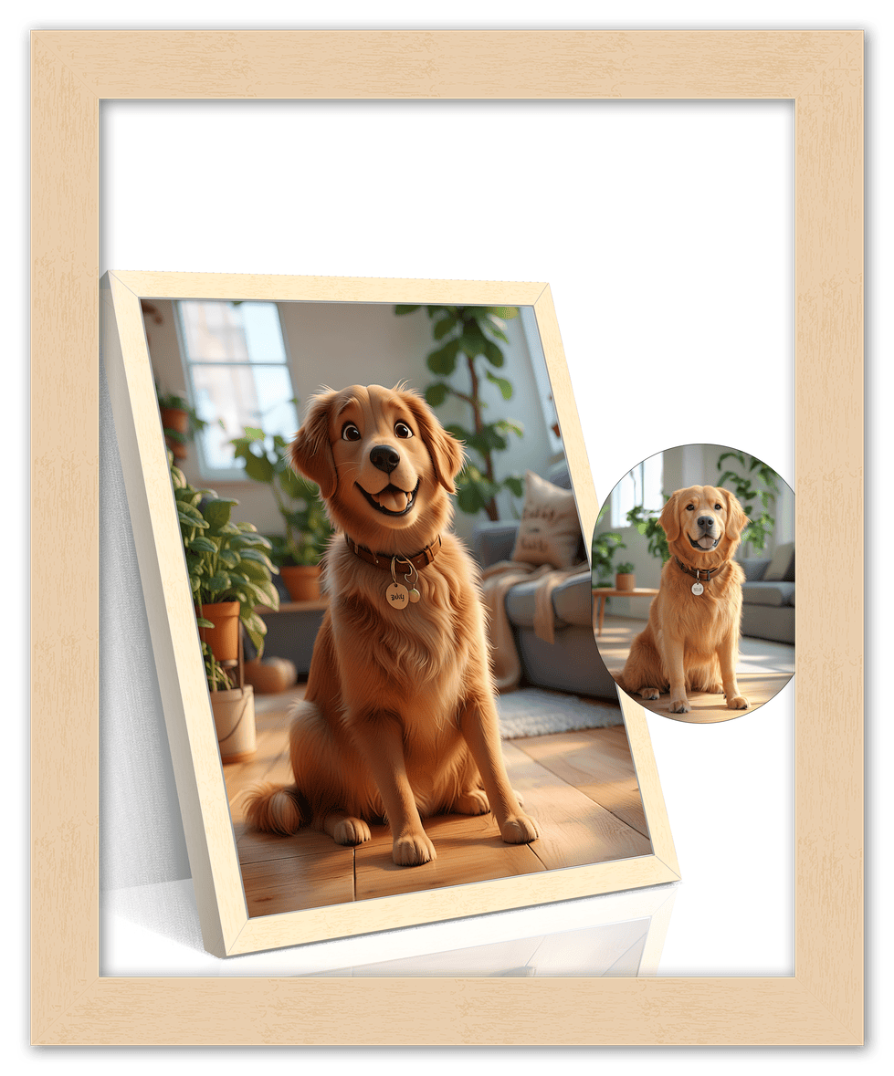 Custom Cartoon Style Poster Prints - Turn Your Photos into Personalized Wall Art for Family, Pet, Wedding Pictures, Unique Poster Gifts for Birthday, Dog Lovers, Keepsake Home Decor, Special Photo Art - Front View