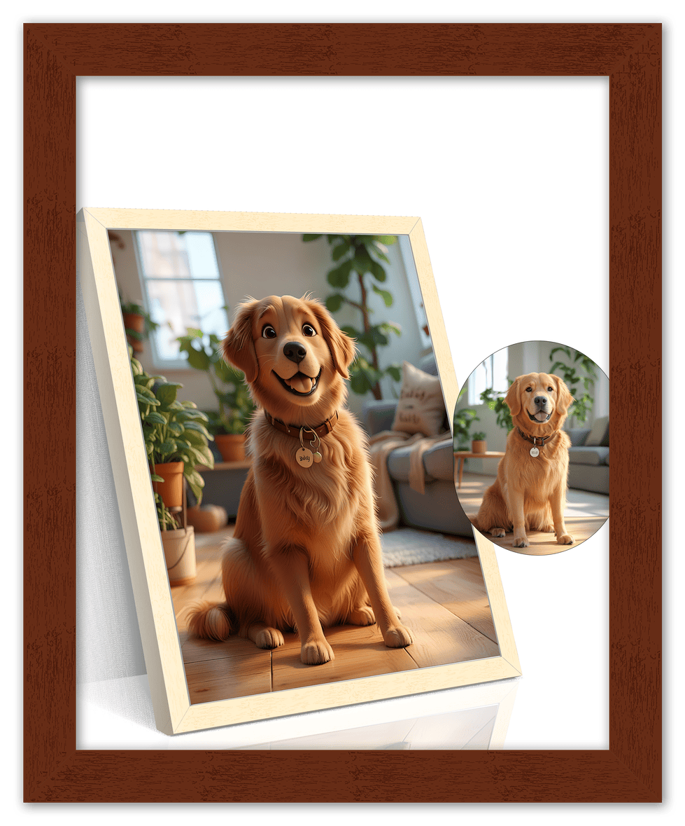 Custom Cartoon Style Poster Prints - Turn Your Photos into Personalized Wall Art for Family, Pet, Wedding Pictures, Unique Poster Gifts for Birthday, Dog Lovers, Keepsake Home Decor, Special Photo Art - Front View