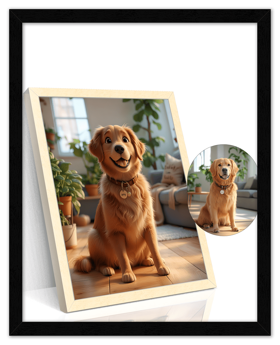Custom Cartoon Style Poster Prints - Turn Your Photos into Personalized Wall Art for Family, Pet, Wedding Pictures, Unique Poster Gifts for Birthday, Dog Lovers, Keepsake Home Decor, Special Photo Art - Front View