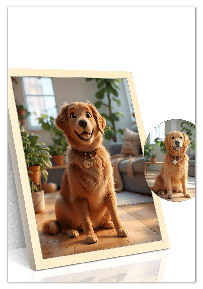 Custom Cartoon Style Poster Prints - Turn Your Photos into Personalized Wall Art for Family, Pet, Wedding Pictures, Unique Poster Gifts for Birthday, Dog Lovers, Keepsake Home Decor, Special Photo Art - Front View