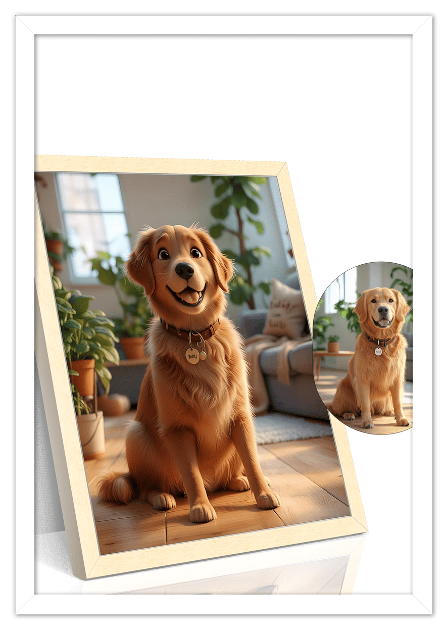 Custom Cartoon Style Poster Prints - Turn Your Photos into Personalized Wall Art for Family, Pet, Wedding Pictures, Unique Poster Gifts for Birthday, Dog Lovers, Keepsake Home Decor, Special Photo Art - Front View