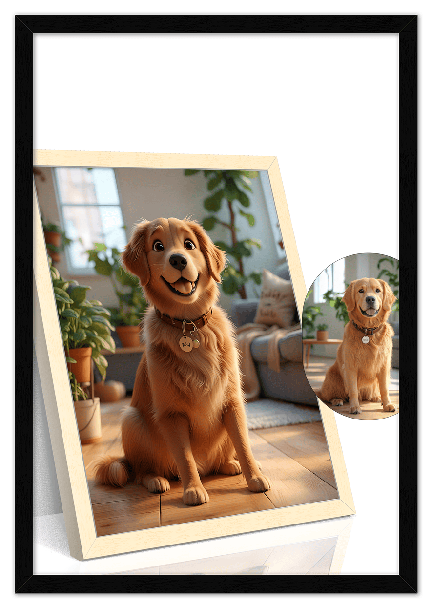 Custom Cartoon Style Poster Prints - Turn Your Photos into Personalized Wall Art for Family, Pet, Wedding Pictures, Unique Poster Gifts for Birthday, Dog Lovers, Keepsake Home Decor, Special Photo Art - Front View