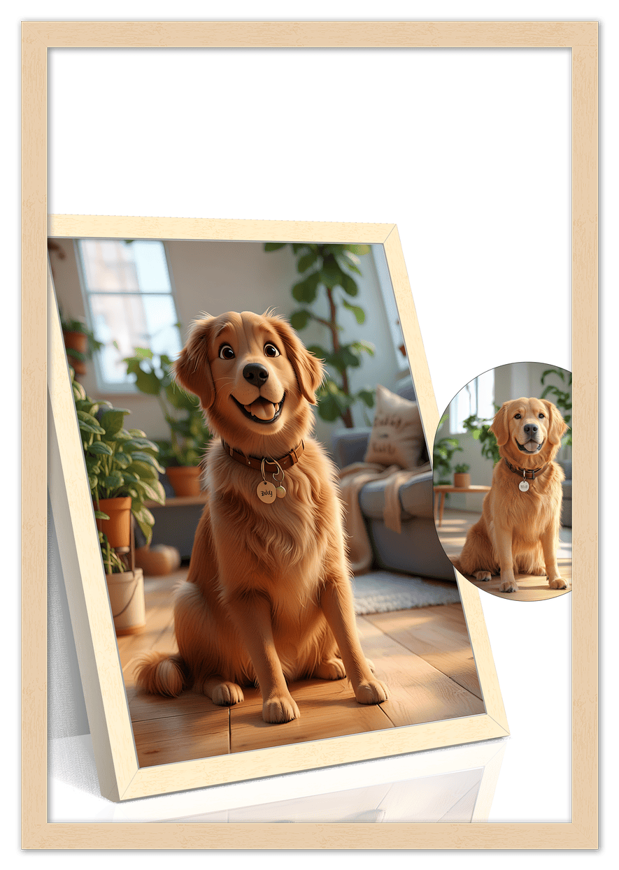 Custom Cartoon Style Poster Prints - Turn Your Photos into Personalized Wall Art for Family, Pet, Wedding Pictures, Unique Poster Gifts for Birthday, Dog Lovers, Keepsake Home Decor, Special Photo Art - Front View