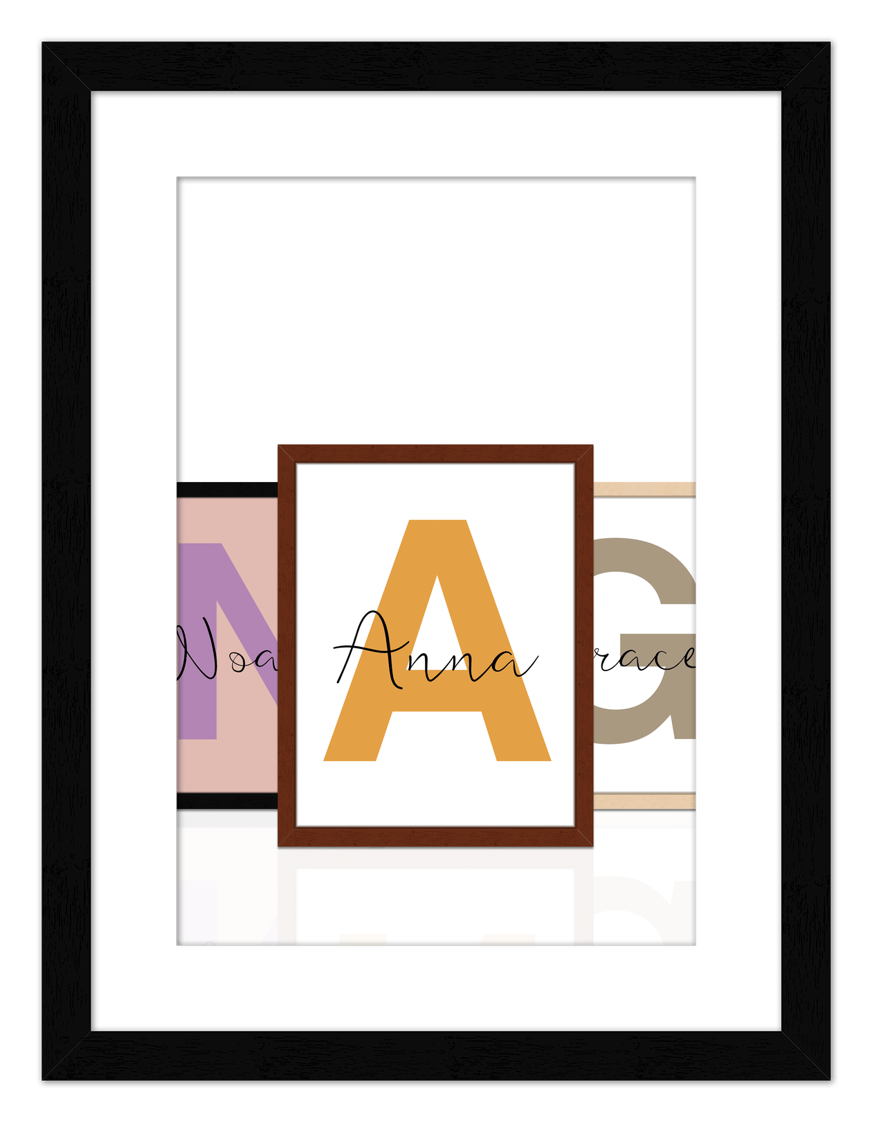 Customized Name Wall Art Decor with Large Initial - Personalized Kids Room, Nursery Wall Letters, Boys & Girls Bedroom Sign, Home Baby Princess Room Decor, Men & Women Decorative Signs, Own Your Space - Front View