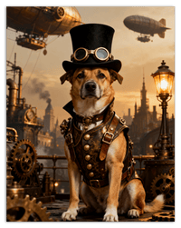 Thumbnail for Custom Steampunk Victorian Pet Portrait From Photo - Personalized Animal Wall Art Print, Funny Dog Artwork Decor, Unique Cat Lover Gifts, Vintage Home Poster for Kids Room, Nursery, Bedroom, Office - Front View