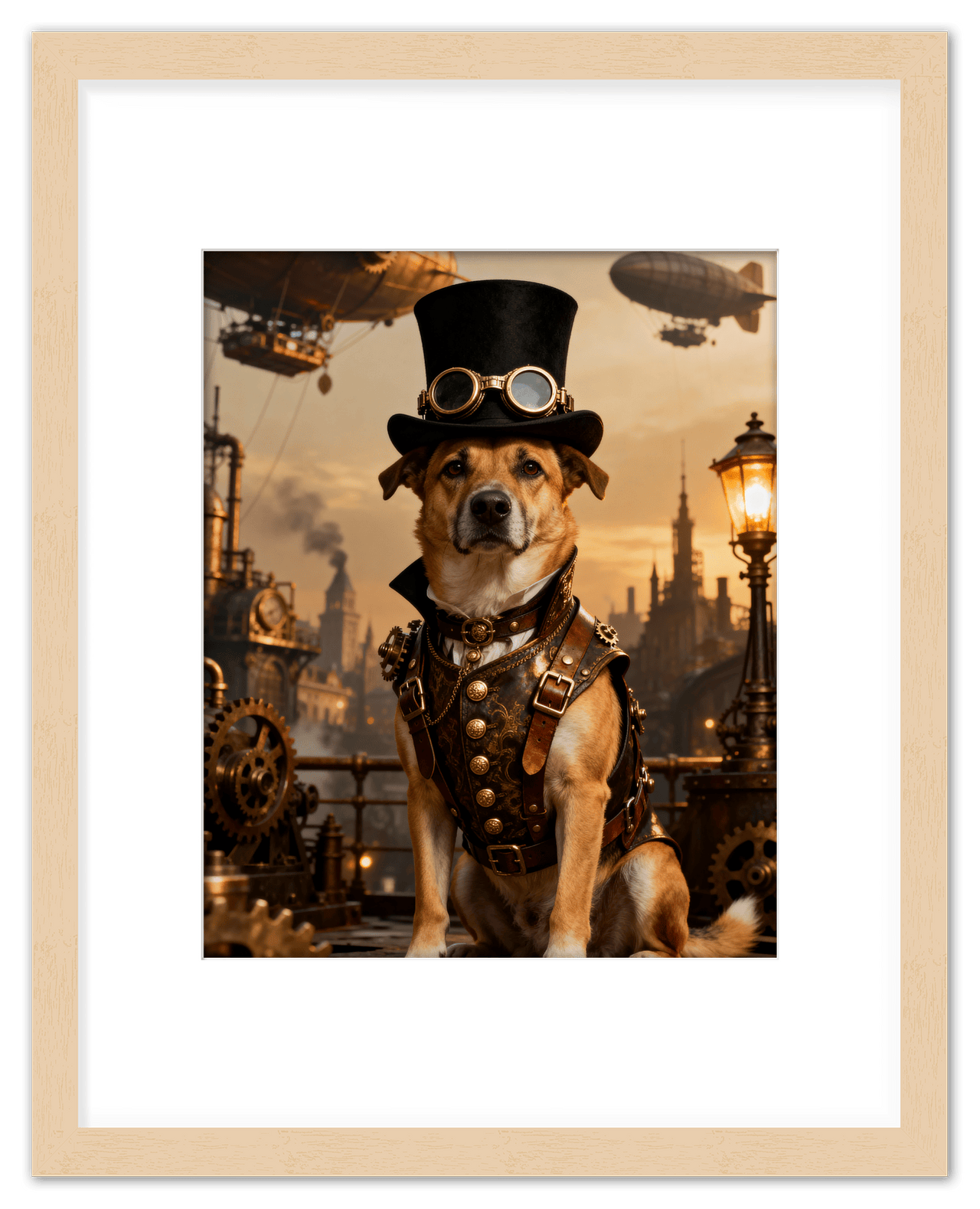 Custom Steampunk Victorian Pet Portrait From Photo - Personalized Animal Wall Art Print, Funny Dog Artwork Decor, Unique Cat Lover Gifts, Vintage Home Poster for Kids Room, Nursery, Bedroom, Office - Front View