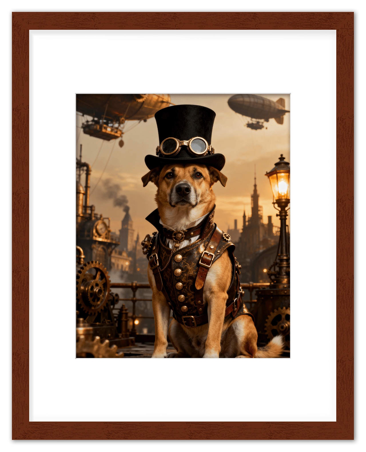 Custom Steampunk Victorian Pet Portrait From Photo - Personalized Animal Wall Art Print, Funny Dog Artwork Decor, Unique Cat Lover Gifts, Vintage Home Poster for Kids Room, Nursery, Bedroom, Office - Front View