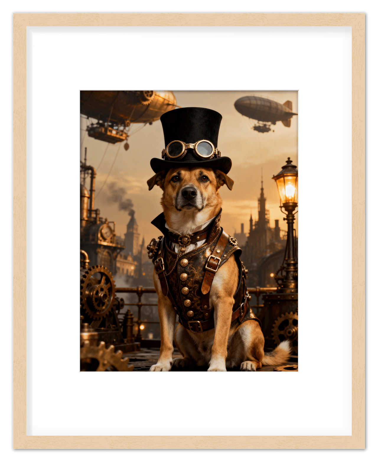 Custom Steampunk Victorian Pet Portrait From Photo - Personalized Animal Wall Art Print, Funny Dog Artwork Decor, Unique Cat Lover Gifts, Vintage Home Poster for Kids Room, Nursery, Bedroom, Office - Front View
