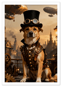 Thumbnail for Custom Steampunk Victorian Pet Portrait From Photo - Personalized Animal Wall Art Print, Funny Dog Artwork Decor, Unique Cat Lover Gifts, Vintage Home Poster for Kids Room, Nursery, Bedroom, Office - Front View