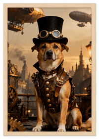 Thumbnail for Custom Steampunk Victorian Pet Portrait From Photo - Personalized Animal Wall Art Print, Funny Dog Artwork Decor, Unique Cat Lover Gifts, Vintage Home Poster for Kids Room, Nursery, Bedroom, Office - Front View
