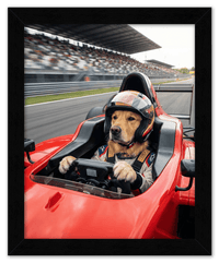 Thumbnail for Custom Pet Race Car Driver Portrait – Personalized Racer Dog Wall Art, Unique Cat Lovers Gifts, Funny Animal Print, Racing Home Decor Poster for Living Room, Bedroom, Office, Quirky Humor Artwork - Front View