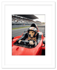 Thumbnail for Custom Pet Race Car Driver Portrait – Personalized Racer Dog Wall Art, Unique Cat Lovers Gifts, Funny Animal Print, Racing Home Decor Poster for Living Room, Bedroom, Office, Quirky Humor Artwork - Front View