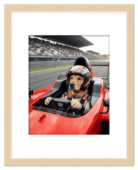 Thumbnail for Custom Pet Race Car Driver Portrait – Personalized Racer Dog Wall Art, Unique Cat Lovers Gifts, Funny Animal Print, Racing Home Decor Poster for Living Room, Bedroom, Office, Quirky Humor Artwork - Front View