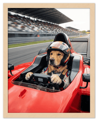 Thumbnail for Custom Pet Race Car Driver Portrait – Personalized Racer Dog Wall Art, Unique Cat Lovers Gifts, Funny Animal Print, Racing Home Decor Poster for Living Room, Bedroom, Office, Quirky Humor Artwork - Front View