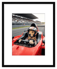 Thumbnail for Custom Pet Race Car Driver Portrait – Personalized Racer Dog Wall Art, Unique Cat Lovers Gifts, Funny Animal Print, Racing Home Decor Poster for Living Room, Bedroom, Office, Quirky Humor Artwork - Front View