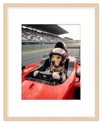 Thumbnail for Custom Pet Race Car Driver Portrait – Personalized Racer Dog Wall Art, Unique Cat Lovers Gifts, Funny Animal Print, Racing Home Decor Poster for Living Room, Bedroom, Office, Quirky Humor Artwork - Front View