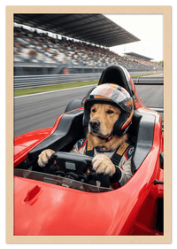 Thumbnail for Custom Pet Race Car Driver Portrait – Personalized Racer Dog Wall Art, Unique Cat Lovers Gifts, Funny Animal Print, Racing Home Decor Poster for Living Room, Bedroom, Office, Quirky Humor Artwork - Front View