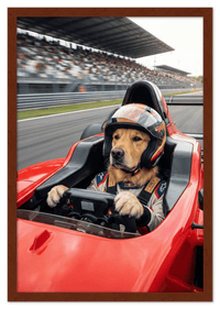 Thumbnail for Custom Pet Race Car Driver Portrait – Personalized Racer Dog Wall Art, Unique Cat Lovers Gifts, Funny Animal Print, Racing Home Decor Poster for Living Room, Bedroom, Office, Quirky Humor Artwork - Front View