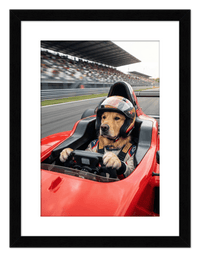 Thumbnail for Custom Pet Race Car Driver Portrait – Personalized Racer Dog Wall Art, Unique Cat Lovers Gifts, Funny Animal Print, Racing Home Decor Poster for Living Room, Bedroom, Office, Quirky Humor Artwork - Front View