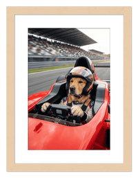 Thumbnail for Custom Pet Race Car Driver Portrait – Personalized Racer Dog Wall Art, Unique Cat Lovers Gifts, Funny Animal Print, Racing Home Decor Poster for Living Room, Bedroom, Office, Quirky Humor Artwork - Front View