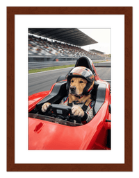 Thumbnail for Custom Pet Race Car Driver Portrait – Personalized Racer Dog Wall Art, Unique Cat Lovers Gifts, Funny Animal Print, Racing Home Decor Poster for Living Room, Bedroom, Office, Quirky Humor Artwork - Front View