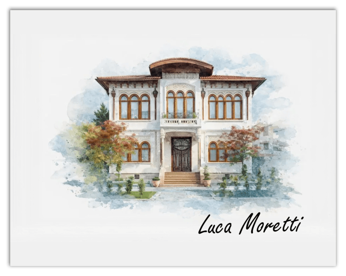 Custom Watercolor House Portrait with Name - Personalized Residence Wall Art for Living Room, Create Your Own Artwork from Photo, Perfect Housewarming Gifts for New Homeowner, Modern Home Decor Poster - Front View