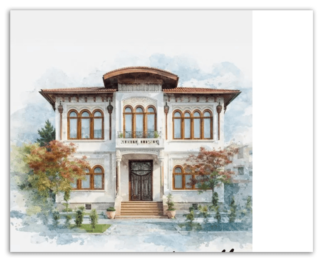 Custom Watercolor House Portrait with Name - Personalized Residence Wall Art for Living Room, Create Your Own Artwork from Photo, Perfect Housewarming Gifts for New Homeowner, Modern Home Decor Poster - Front View