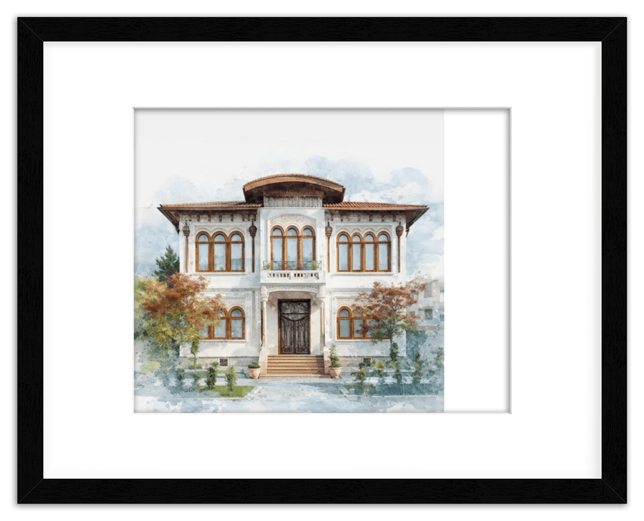 Custom Watercolor House Portrait with Name - Personalized Residence Wall Art for Living Room, Create Your Own Artwork from Photo, Perfect Housewarming Gifts for New Homeowner, Modern Home Decor Poster - Front View