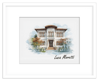 Thumbnail for Custom Watercolor House Portrait with Name - Personalized Residence Wall Art for Living Room, Create Your Own Artwork from Photo, Perfect Housewarming Gifts for New Homeowner, Modern Home Decor Poster - Front View