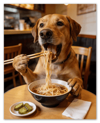 Thumbnail for Custom Pet Eating Noodles Portrait - Create Your Own Pet Artwork from Photo, Personalized Animal Wall Art, Retro Foodie Dog Print, Funny Kitchen Poster, Modern Home Decor, Fun Gifts for Cat Lovers - Front View