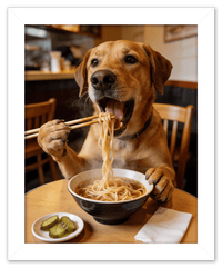 Thumbnail for Custom Pet Eating Noodles Portrait - Create Your Own Pet Artwork from Photo, Personalized Animal Wall Art, Retro Foodie Dog Print, Funny Kitchen Poster, Modern Home Decor, Fun Gifts for Cat Lovers - Front View