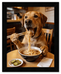 Thumbnail for Custom Pet Eating Noodles Portrait - Create Your Own Pet Artwork from Photo, Personalized Animal Wall Art, Retro Foodie Dog Print, Funny Kitchen Poster, Modern Home Decor, Fun Gifts for Cat Lovers - Front View