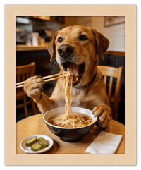 Thumbnail for Custom Pet Eating Noodles Portrait - Create Your Own Pet Artwork from Photo, Personalized Animal Wall Art, Retro Foodie Dog Print, Funny Kitchen Poster, Modern Home Decor, Fun Gifts for Cat Lovers - Front View