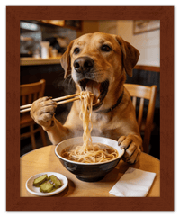 Thumbnail for Custom Pet Eating Noodles Portrait - Create Your Own Pet Artwork from Photo, Personalized Animal Wall Art, Retro Foodie Dog Print, Funny Kitchen Poster, Modern Home Decor, Fun Gifts for Cat Lovers - Front View