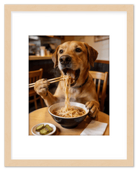 Thumbnail for Custom Pet Eating Noodles Portrait - Create Your Own Pet Artwork from Photo, Personalized Animal Wall Art, Retro Foodie Dog Print, Funny Kitchen Poster, Modern Home Decor, Fun Gifts for Cat Lovers - Front View