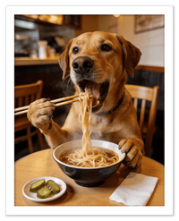 Thumbnail for Custom Pet Eating Noodles Portrait - Create Your Own Pet Artwork from Photo, Personalized Animal Wall Art, Retro Foodie Dog Print, Funny Kitchen Poster, Modern Home Decor, Fun Gifts for Cat Lovers - Front View