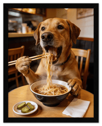 Thumbnail for Custom Pet Eating Noodles Portrait - Create Your Own Pet Artwork from Photo, Personalized Animal Wall Art, Retro Foodie Dog Print, Funny Kitchen Poster, Modern Home Decor, Fun Gifts for Cat Lovers - Front View