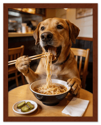 Thumbnail for Custom Pet Eating Noodles Portrait - Create Your Own Pet Artwork from Photo, Personalized Animal Wall Art, Retro Foodie Dog Print, Funny Kitchen Poster, Modern Home Decor, Fun Gifts for Cat Lovers - Front View