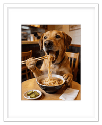 Thumbnail for Custom Pet Eating Noodles Portrait - Create Your Own Pet Artwork from Photo, Personalized Animal Wall Art, Retro Foodie Dog Print, Funny Kitchen Poster, Modern Home Decor, Fun Gifts for Cat Lovers - Front View