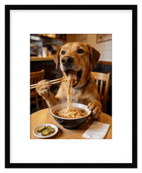 Thumbnail for Custom Pet Eating Noodles Portrait - Create Your Own Pet Artwork from Photo, Personalized Animal Wall Art, Retro Foodie Dog Print, Funny Kitchen Poster, Modern Home Decor, Fun Gifts for Cat Lovers - Front View