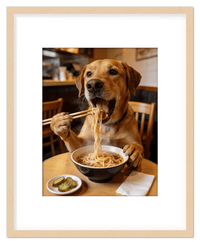 Thumbnail for Custom Pet Eating Noodles Portrait - Create Your Own Pet Artwork from Photo, Personalized Animal Wall Art, Retro Foodie Dog Print, Funny Kitchen Poster, Modern Home Decor, Fun Gifts for Cat Lovers - Front View