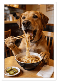 Thumbnail for Custom Pet Eating Noodles Portrait - Create Your Own Pet Artwork from Photo, Personalized Animal Wall Art, Retro Foodie Dog Print, Funny Kitchen Poster, Modern Home Decor, Fun Gifts for Cat Lovers - Front View
