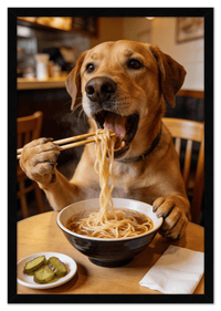 Thumbnail for Custom Pet Eating Noodles Portrait - Create Your Own Pet Artwork from Photo, Personalized Animal Wall Art, Retro Foodie Dog Print, Funny Kitchen Poster, Modern Home Decor, Fun Gifts for Cat Lovers - Front View