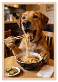 Thumbnail for Custom Pet Eating Noodles Portrait - Create Your Own Pet Artwork from Photo, Personalized Animal Wall Art, Retro Foodie Dog Print, Funny Kitchen Poster, Modern Home Decor, Fun Gifts for Cat Lovers - Front View