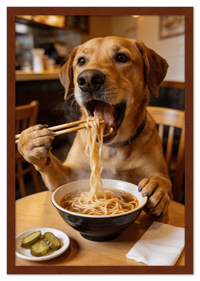 Thumbnail for Custom Pet Eating Noodles Portrait - Create Your Own Pet Artwork from Photo, Personalized Animal Wall Art, Retro Foodie Dog Print, Funny Kitchen Poster, Modern Home Decor, Fun Gifts for Cat Lovers - Front View