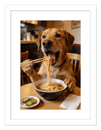 Thumbnail for Custom Pet Eating Noodles Portrait - Create Your Own Pet Artwork from Photo, Personalized Animal Wall Art, Retro Foodie Dog Print, Funny Kitchen Poster, Modern Home Decor, Fun Gifts for Cat Lovers - Front View
