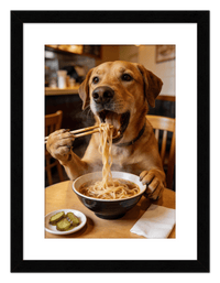 Thumbnail for Custom Pet Eating Noodles Portrait - Create Your Own Pet Artwork from Photo, Personalized Animal Wall Art, Retro Foodie Dog Print, Funny Kitchen Poster, Modern Home Decor, Fun Gifts for Cat Lovers - Front View
