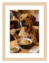 Thumbnail for Custom Pet Eating Noodles Portrait - Create Your Own Pet Artwork from Photo, Personalized Animal Wall Art, Retro Foodie Dog Print, Funny Kitchen Poster, Modern Home Decor, Fun Gifts for Cat Lovers - Front View